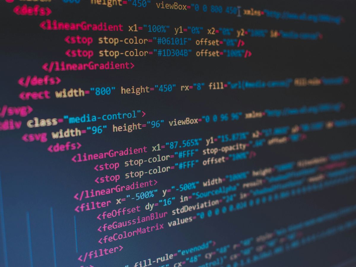 Source code on a monitor, close in